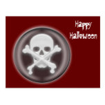 halloween skull and cross bones postcard