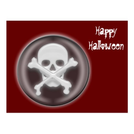 halloween skull and cross bones postcard