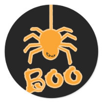 Halloween Spider Boo Round Stickers