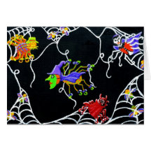 Halloween.spiders,devil,scarecrow,Dracula,witch Greeting Card