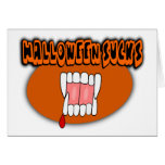 Halloween Sucks With Vampire Fangs, Orange Oval Greeting Card