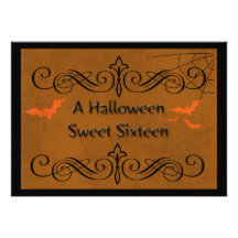 Halloween Sweet Sixteen Custom Announcements