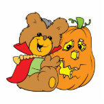 halloween teddy bear with jack-o-lantern pumpkin photo sculptures