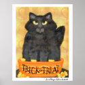 Halloween Trick or Treat Cat Art Poster posters