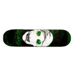 Halloween white skull with magic green light skate deck