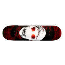 Halloween white skull with magic red light skate boards