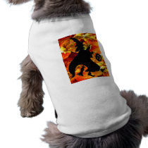 Halloween Witch and Fall Leaves Doggie Tshirt