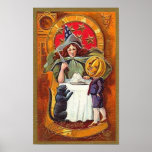 Halloween Witch at Table posters