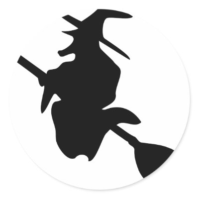 halloween witch black icon round stickers by Tomaniac