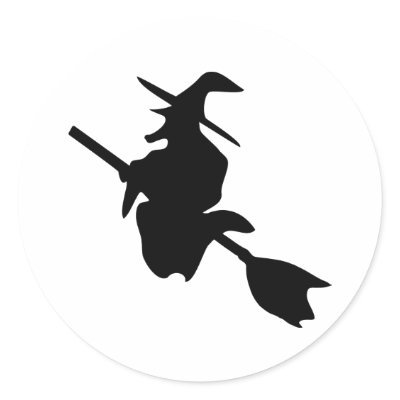 halloween witch black icon round sticker by Tomaniac