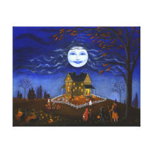 Halloween,witch,devil,skull,bats,ghost Canvas Print