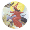 Halloween Witch Flying on Broomstick stickers