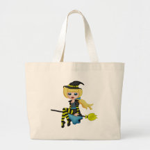 Halloween Witch Girl Tote Bags