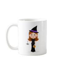 Halloween witch girl with spider mug