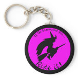 Halloween Witch on Broom Funny Key Fob Keychain