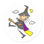 Halloween Witch on Broom Sticker