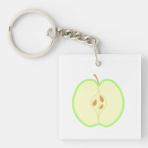 Halved Green Apple. Acrylic Key Chain