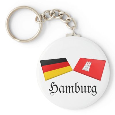 Hamburg, Germany Flag Tiles Key Chain by Vexillophile