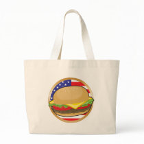 Hamburger American Flag Tote Bags