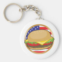 Hamburger American Flag Key Chain
