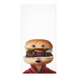 Hamburger Head Man over white photo cards