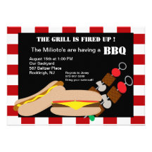 Hamburger & Hotdog with Kabobs Barbecue Invitation