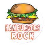 Hamburgers Rock Round Stickers