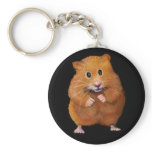 HAMSTER: ART ON BLACK: COLOR PENCIL keychains