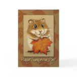Hamster & Autumn Leaf - Thanksgiving Card