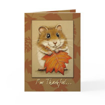 Hamster & Autumn Leaf - Thanksgiving Card