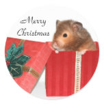 Hamster Christmas gift Round Stickers
