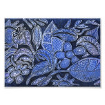 Hand Carved Leaves and Flowers - in Blue Photographic Print