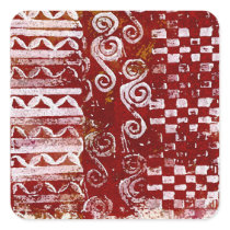 Hand Carved Patterns on Red Canvas Sticker
