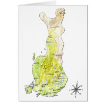 Hand Drawn Colour Map of Finland Greeting Card