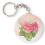 Hand drawn pink begonias keychains