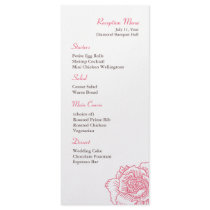 Hand drawn rose reception menu pink