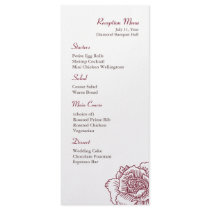 Hand drawn rose reception menu red