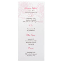 Hand drawn roses reception menu pink