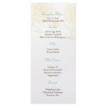 Hand drawn roses reception menu yellow rack cards