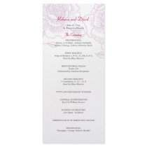 Hand drawn roses wedding program purple