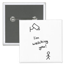 Hand drawn stick man "I'm watching you" button