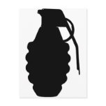 Hand Grenade Outline Silhouette postcards