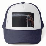 Hand holding Aerosol spray can Mesh Hat