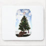 Hand Holding Christmas Tree Beach Sky Ocean Mousepad