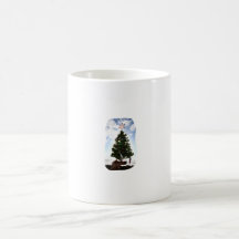Hand Holding Christmas Tree Beach Sky Ocean Mugs