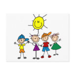 Hand in Hand Stick Figure Kids Tshirts and Gifts postcards