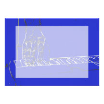 hand playing keyboard blue white ink outline announcements