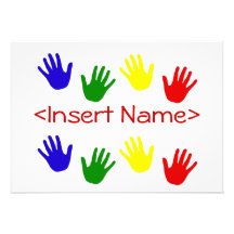 hand prints personalized invites