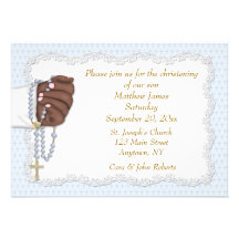 Hand Rosary Beads Blue Personalized Announcements
