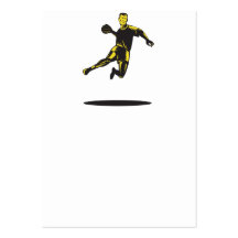 Handball Player Jumping Retro Business Card Templates